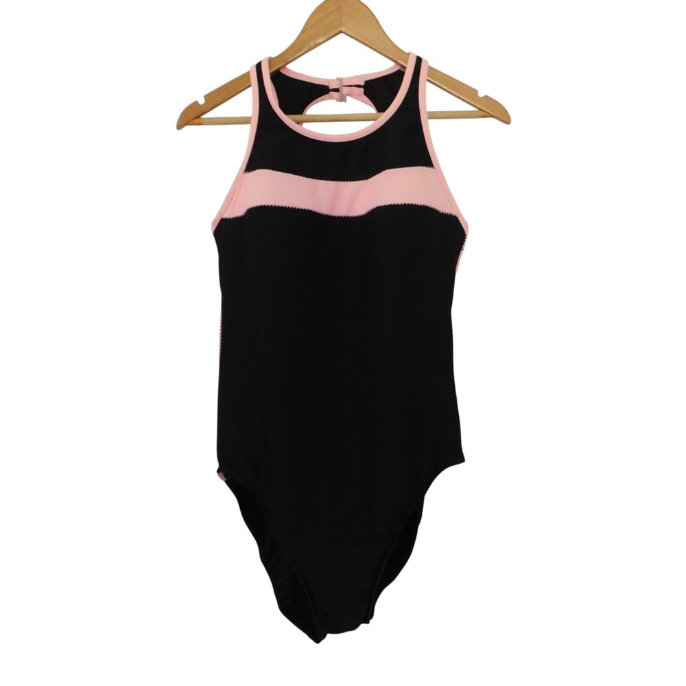Trimshaper by Miraclesuit Swimsuit‎ Slimming Black Pink Racerback athletic Sz 18
